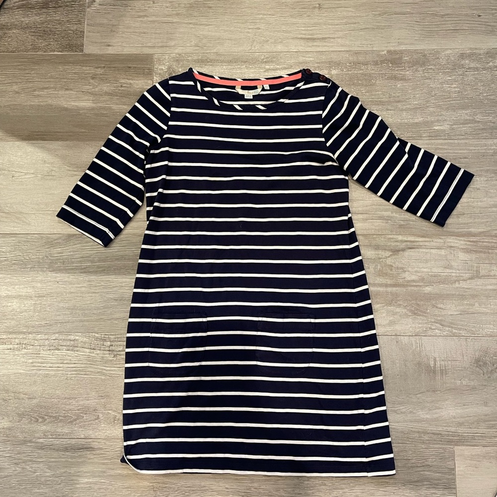 Boden navy white striped Tunic Dress sz 6 /10